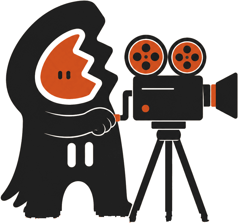 Mascot with a film camera