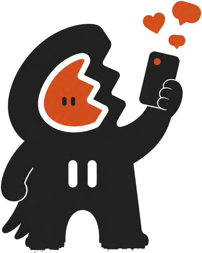 Mascot holding a phone